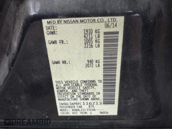 ✅ 2015 Nissan Altima SV • VIN: 1N4AL3AP6FC116213 • Lot: 43255719. Wystawiony na IAAI z przebiegiem 187 214 mil. Bezpłatny archiwum sprzedaży aukcyjnych z USA i szczegółowy raport historii pojazdu na DreamBid. Zdjęcie 9.