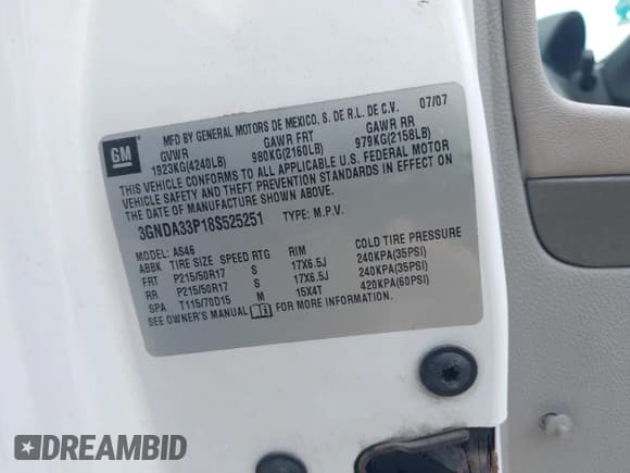 ✅ 2008 Chevrolet HHR LT • VIN: 3GNDA33P18S525251 • Lot: 42069707. Listed on IAAI with 208,353 mi. Free auction sales archive from the USA and detailed vehicle history report at DreamBid. Image 9.