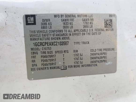 2012 Chevrolet Silverado 1500 Work Truck z VIN 1GCRCPEAXCZ102687, wystawiony jako IAAI lot #42109508 z przebiegiem 304 868 mil mil oraz . Historia ofert i sprzedaży dostępna na DreamBid. Obrazek 9.