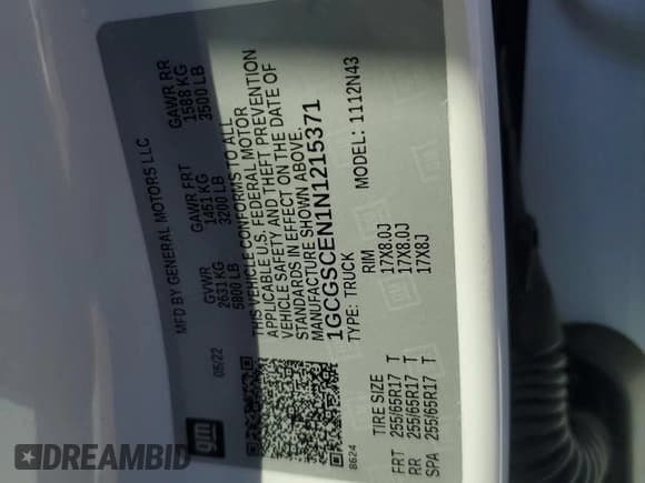 ✅ 2022 Chevrolet Colorado 2WD LT • VIN: 1GCGSCEN1N1215371 • Lot: 92118995. Listed on Copart with 37,932 mi. Free auction sales archive from the USA and detailed vehicle history report at DreamBid. Image 13.