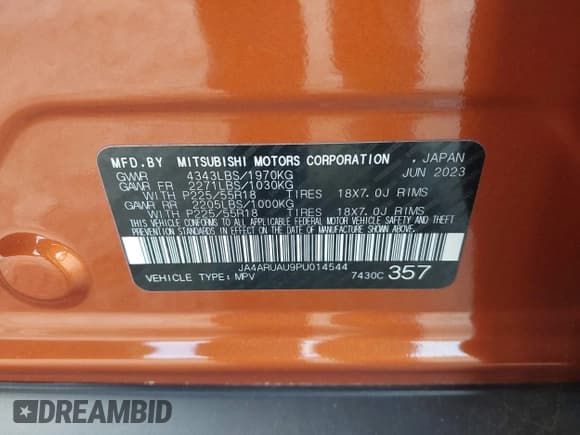 ✅ 2023 Mitsubishi Outlander ES • VIN: JA4ARUAU9PU014544 • Лот: 43697783. Опубликован ранее на IAAI с пробегом 14 689 миль. Бесплатный доступ к архиву аукционных продаж из США и подробный отчёт об истории автомобиля на DreamBid. Изображение 9.