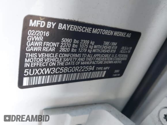 ✅ 2016 BMW X4 xDrive28i • VIN: 5UXXW3C58G0R22594 • Lot: 43550600. Wystawiony na IAAI z przebiegiem 96 471 mil. Bezpłatny archiwum sprzedaży aukcyjnych z USA i szczegółowy raport historii pojazdu na DreamBid. Zdjęcie 9.