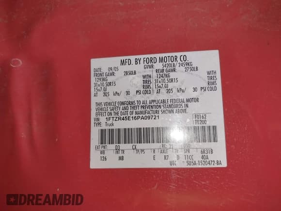 ✅ 2006 Ford Ranger XLT • VIN: 1FTZR45E16PA09721 • Lot: 41589250. Listed on IAAI with 184,226 mi. Free auction sales archive from the USA and detailed vehicle history report at DreamBid. Image 9.