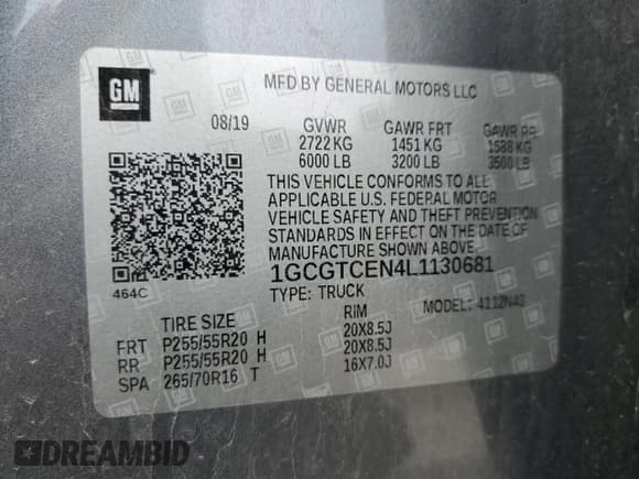 ✅ 2020 Chevrolet Colorado 4WD LT • VIN: 1GCGTCEN4L1130681 • Лот: 49801695. Опубликован ранее на Copart с пробегом 51 772 миль. Бесплатный доступ к архиву аукционных продаж из США и подробный отчёт об истории автомобиля на DreamBid. Изображение 12.