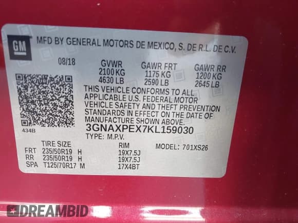 ✅ 2019 Chevrolet Equinox Premier • VIN: 3GNAXPEX7KL159030 • Лот: 43623840. Опубликован ранее на IAAI с пробегом 89 362 миль. Бесплатный доступ к архиву аукционных продаж из США и подробный отчёт об истории автомобиля на DreamBid. Изображение 9.