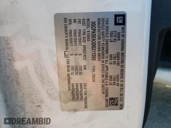 ✅ 2013 Chevrolet Silverado 1500 LT • VIN: 3GCPKSEA3DG217260 • Lot: 74398024. Listed on Copart with 194,598 mi. Free auction sales archive from the USA and detailed vehicle history report at DreamBid. Image 12.