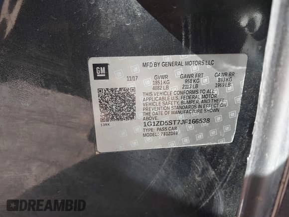 2018 Chevrolet Malibu LT z VIN 1G1ZD5ST7JF166538, wystawiony jako IAAI lot #43454660 z przebiegiem 46 901 mil mil oraz . Historia ofert i sprzedaży dostępna na DreamBid. Obrazek 9.