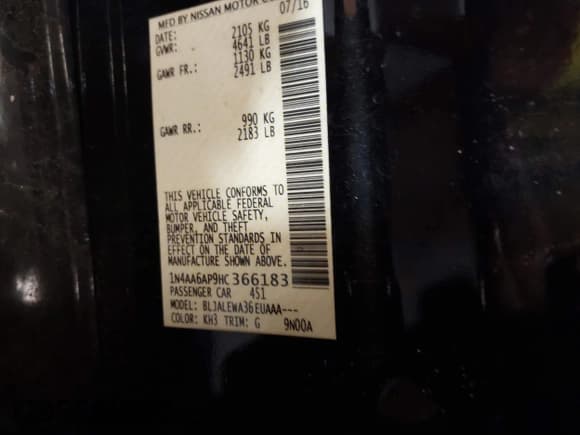 ✅ 2017 Nissan Maxima SR • VIN: 1N4AA6AP9HC366183 • Лот: 39882700. Опубликован ранее на IAAI с пробегом 94 132 миль. Бесплатный доступ к архиву аукционных продаж из США и подробный отчёт об истории автомобиля на DreamBid. Изображение 9.