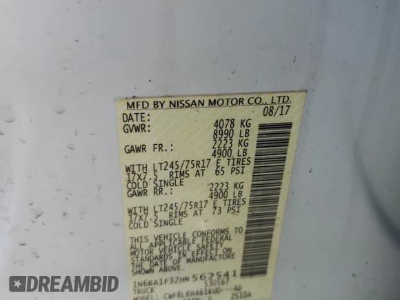 ✅ 2017 Nissan Titan SV • VIN: 1N6BA1F32HN562541 • Lot: 67908695. Wystawiony na Copart z przebiegiem 144 454 mil. Bezpłatny archiwum sprzedaży aukcyjnych z USA i szczegółowy raport historii pojazdu na DreamBid. Zdjęcie 12.