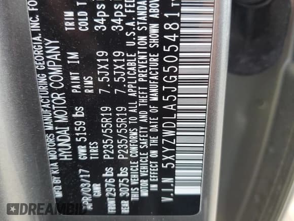 ✅ 2018 Hyundai Santa Fe Ultimate • VIN: 5XYZWDLA5JG505481 • Лот: 60621944. Опубликован ранее на Copart с пробегом 109 058 миль. Бесплатный доступ к архиву аукционных продаж из США и подробный отчёт об истории автомобиля на DreamBid. Изображение 13.