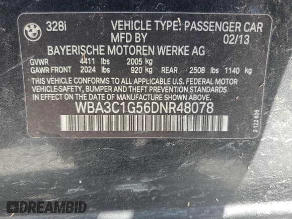 ✅ 2013 BMW 3 Series 328i • VIN: WBA3C1G56DNR48078 • Лот: 52219685. Опубликован ранее на Copart с пробегом 134 478 миль. Бесплатный доступ к архиву аукционных продаж из США и подробный отчёт об истории автомобиля на DreamBid. Изображение 12.