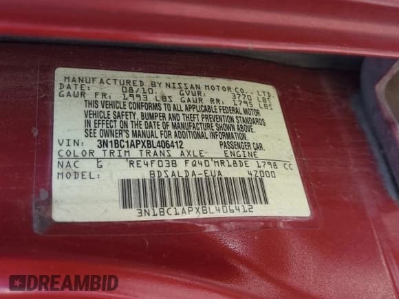 ✅ 2011 Nissan Versa S • VIN: 3N1BC1APXBL406412 • Lot: 72086845. Wystawiony na Copart z przebiegiem 244 610 mil. Bezpłatny archiwum sprzedaży aukcyjnych z USA i szczegółowy raport historii pojazdu na DreamBid. Zdjęcie 12.