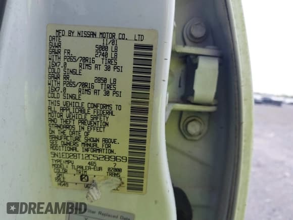 ✅ 2002 Nissan Xterra XE • VIN: 5N1ED28T12C528969 • Лот: 43018585. Опубликован ранее на IAAI с пробегом 236 472 миль. Бесплатный доступ к архиву аукционных продаж из США и подробный отчёт об истории автомобиля на DreamBid. Изображение 9.