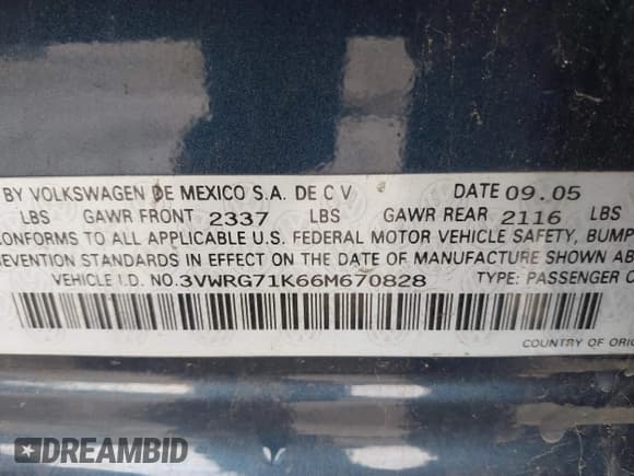 ✅ 2006 Volkswagen Jetta 2.5L • VIN: 3VWRG71K66M670828 • Лот: 40401533. Опубликован ранее на IAAI с пробегом 253 586 миль. Бесплатный доступ к архиву аукционных продаж из США и подробный отчёт об истории автомобиля на DreamBid. Изображение 9.