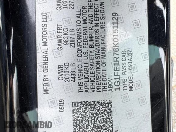 ✅ 2019 Chevrolet Camaro 1SS • VIN: 1G1FE1R76K0151129 • Лот: 86191635. Опубликован ранее на Copart с пробегом 41 111 миль. Бесплатный доступ к архиву аукционных продаж из США и подробный отчёт об истории автомобиля на DreamBid. Изображение 10.