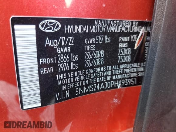 ✅ 2023 Hyundai Santa Fe SEL • VIN: 5NMS24AJ0PH493951 • Lot: 68579904. Wystawiony na Copart z przebiegiem 24 259 mil. Bezpłatny archiwum sprzedaży aukcyjnych z USA i szczegółowy raport historii pojazdu na DreamBid. Zdjęcie 15.