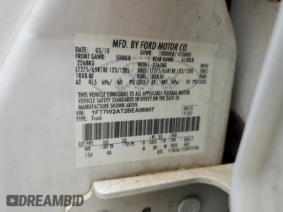 ✅ 2011 Ford F-250 XL • VIN: 1FT7W2AT2BEA06907 • Лот: 54480125. Опубликован ранее на Copart с пробегом 252 253 миль. Бесплатный доступ к архиву аукционных продаж из США и подробный отчёт об истории автомобиля на DreamBid. Изображение 12.