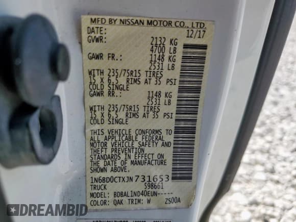 ✅ 2018 Nissan Frontier SV • VIN: 1N6BD0CTXJN731653 • Lot: 69224785. Wystawiony na Copart z przebiegiem 89 588 mil. Bezpłatny archiwum sprzedaży aukcyjnych z USA i szczegółowy raport historii pojazdu na DreamBid. Zdjęcie 12.