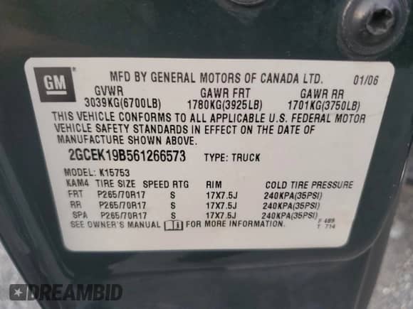 ✅ 2006 Chevrolet Silverado 1500 LS • VIN: 2GCEK19B561266573 • Lot: 71420804. Wystawiony na Copart z przebiegiem 153 471 mil mil. Skorzystaj z bezpłatnego archiwum sprzedaży aukcyjnych z USA i zobacz szczegółowy raport historii pojazdu na DreamBid. Zdjęcie 14.