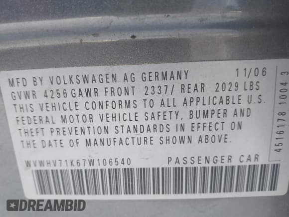 ✅ 2007 Volkswagen Golf GTI • VIN: WVWHV71K67W106540 • Lot: 42021563. Listed on IAAI with 140,816 mi. Free auction sales archive from the USA and detailed vehicle history report at DreamBid. Image 9.