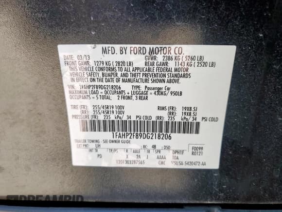 ✅ 2013 Ford Taurus Limited • VIN: 1FAHP2F89DG218206 • Лот: 91685755. Опубликован ранее на Copart с пробегом 151 920 миль. Бесплатный доступ к архиву аукционных продаж из США и подробный отчёт об истории автомобиля на DreamBid. Изображение 12.