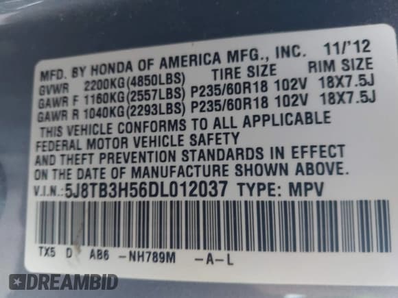 ✅ 2013 Acura RDX Technology • VIN: 5J8TB3H56DL012037 • Lot: 43540677. Wystawiony na IAAI z przebiegiem 124 338 mil. Bezpłatny archiwum sprzedaży aukcyjnych z USA i szczegółowy raport historii pojazdu na DreamBid. Zdjęcie 9.