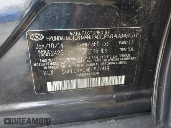 ✅ 2014 Hyundai Sonata SE • VIN: 5NPEC4AC4EH877419 • Лот: 70686255. Опубликован ранее на Copart с пробегом 135 338 миль. Бесплатный доступ к архиву аукционных продаж из США и подробный отчёт об истории автомобиля на DreamBid. Изображение 12.