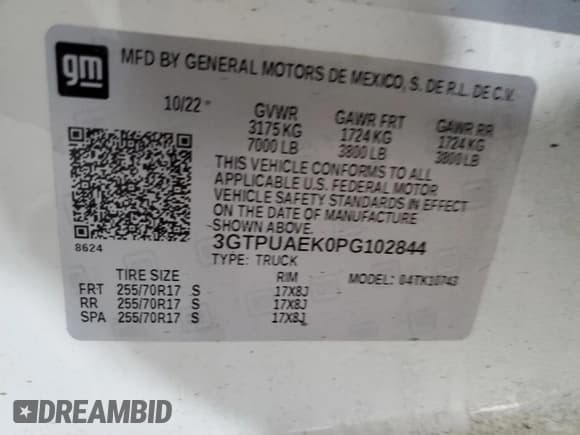 ✅ 2023 GMC Sierra 1500 Pro • VIN: 3GTPUAEK0PG102844 • Лот: 73679974. Опубликован ранее на Copart с пробегом 23 463 миль. Бесплатный доступ к архиву аукционных продаж из США и подробный отчёт об истории автомобиля на DreamBid. Изображение 14.