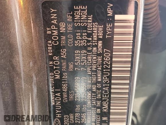 ✅ 2023 Hyundai Tucson Limited • VIN: KM8JECA13PU122607 • Lot: 71751774. Wystawiony na Copart z przebiegiem 8 267 mil. Bezpłatny archiwum sprzedaży aukcyjnych z USA i szczegółowy raport historii pojazdu na DreamBid. Zdjęcie 13.