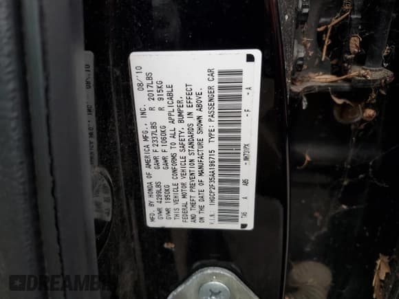 ✅ 2010 Honda Accord LX • VIN: 1HGCP2F35AA196715 • Лот: 93389335. Опубликован ранее на Copart с пробегом 262 031 миль. Бесплатный доступ к архиву аукционных продаж из США и подробный отчёт об истории автомобиля на DreamBid. Изображение 12.