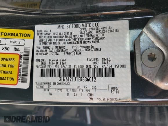 ✅ 2014 Lincoln MKZ Hybrid • VIN: 3LN6L2LU1ER836012 • Lot: 85110665. Listed on Copart with 85,349 mi. Free auction sales archive from the USA and detailed vehicle history report at DreamBid. Image 12.