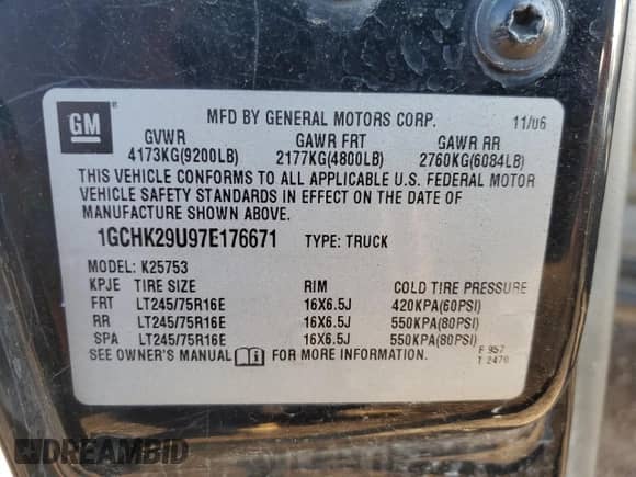 2007 Chevrolet Silverado 2500HD Work Truck with VIN 1GCHK29U97E176671, listed as a Copart auction lot 81140565 with 218,083 mi miles and Salvage title. Bid and sale history available at DreamBid. Image 12.