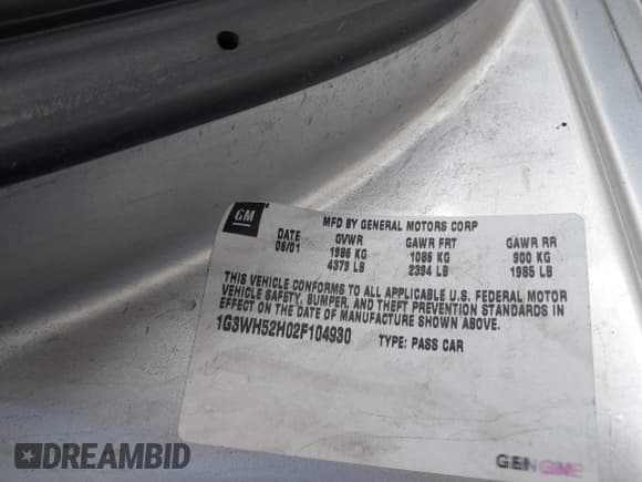 ✅ 2002 Oldsmobile Intrigue GX • VIN: 1G3WH52H02F104930 • Лот: 41882923. Опубликован ранее на IAAI с пробегом 187 601 миль. Бесплатный доступ к архиву аукционных продаж из США и подробный отчёт об истории автомобиля на DreamBid. Изображение 9.