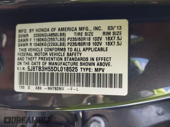 ✅ 2013 Acura RDX Technology • VIN: 5J8TB3H55DL018525 • Lot: 42718512. Wystawiony na IAAI z przebiegiem 175 510 mil. Bezpłatny archiwum sprzedaży aukcyjnych z USA i szczegółowy raport historii pojazdu na DreamBid. Zdjęcie 9.