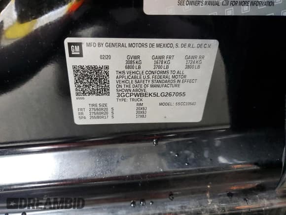 ✅ 2020 Chevrolet Silverado 1500 Custom • VIN: 3GCPWBEK5LG267055 • Lot: 82396395. Wystawiony na Copart z przebiegiem 85 350 mil. Bezpłatny archiwum sprzedaży aukcyjnych z USA i szczegółowy raport historii pojazdu na DreamBid. Zdjęcie 12.