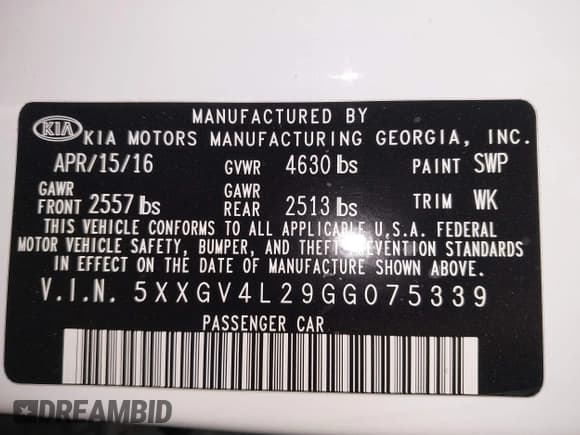 ✅ 2016 Kia Optima SXL Turbo • VIN: 5XXGV4L29GG075339 • Лот: 42420459. Опубликован ранее на IAAI с пробегом 122 294 миль. Бесплатный доступ к архиву аукционных продаж из США и подробный отчёт об истории автомобиля на DreamBid. Изображение 9.