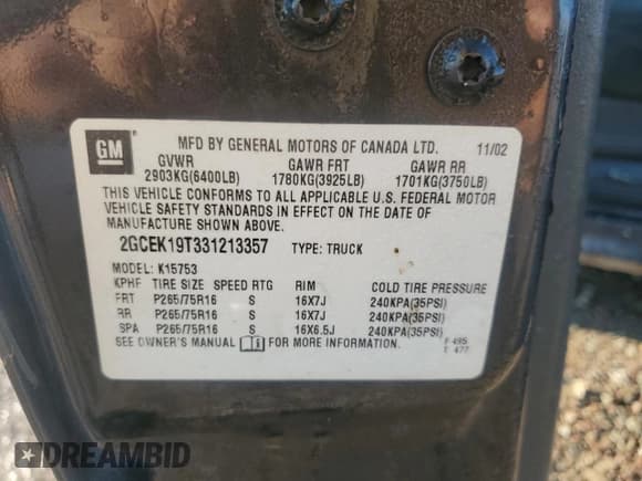 ✅ 2003 Chevrolet Silverado 1500 LS • VIN: 2GCEK19T331213357 • Лот: 75187134. Опубликован ранее на Copart с пробегом 197 050 миль. Бесплатный доступ к архиву аукционных продаж из США и подробный отчёт об истории автомобиля на DreamBid. Изображение 14.
