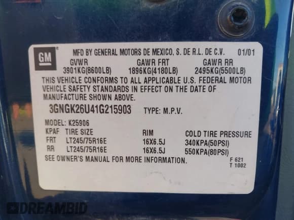 ✅ 2001 Chevrolet Suburban LT • VIN: 3GNGK26U41G215903 • Лот: 41283772. Опубликован ранее на IAAI с пробегом 199 191 миль. Бесплатный доступ к архиву аукционных продаж из США и подробный отчёт об истории автомобиля на DreamBid. Изображение 9.