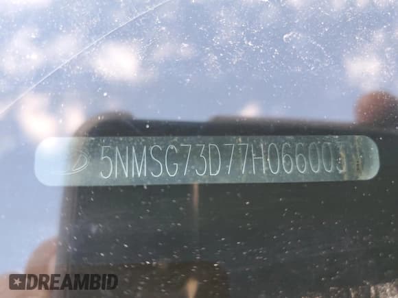 ✅ 2007 Hyundai Santa Fe GLS • VIN: 5NMSG73D77H066003 • Lot: 88093565. Listed on Copart with Not provided. Free auction sales archive from the USA and detailed vehicle history report at DreamBid. Image 12.