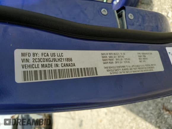 ✅ 2020 Dodge Charger Scat Pack • VIN: 2C3CDXGJ9LH211856 • Lot: 71856575. Listed on Copart with Not provided. Free auction sales archive from the USA and detailed vehicle history report at DreamBid. Image 13.