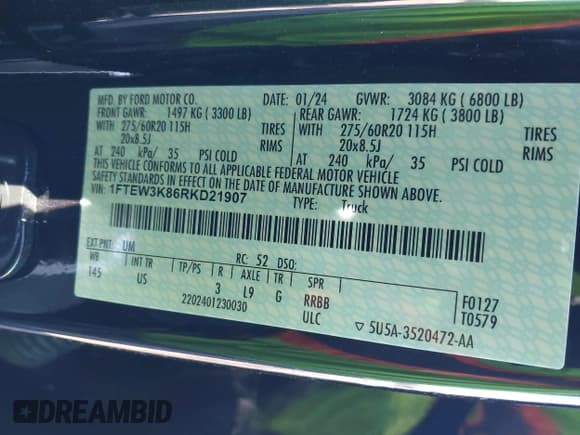 ✅ 2024 Ford F-150 XLT • VIN: 1FTEW3K86RKD21907 • Lot: 43597314. Wystawiony na IAAI z przebiegiem 7 513 mil. Bezpłatny archiwum sprzedaży aukcyjnych z USA i szczegółowy raport historii pojazdu na DreamBid. Zdjęcie 9.