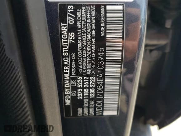 ✅ 2014 Mercedes-Benz CLS 550 • VIN: WDDLJ7DB4EA103945 • Lot: 56531075. Listed on Copart with 111,398 mi. Free auction sales archive from the USA and detailed vehicle history report at DreamBid. Image 12.