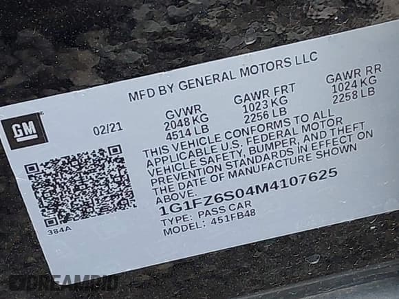 ✅ 2021 Chevrolet Bolt EV Premier • VIN: 1G1FZ6S04M4107625 • Lot: 42148864. Listed on IAAI with 28,348 mi. Free auction sales archive from the USA and detailed vehicle history report at DreamBid. Image 9.