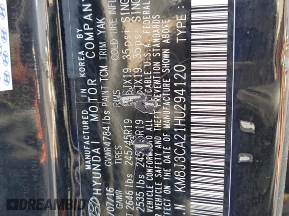 ✅ 2017 Hyundai Tucson Sport • VIN: KM8J3CA21HU294120 • Лот: 90997085. Опубликован ранее на Copart с пробегом 179 102 миль. Бесплатный доступ к архиву аукционных продаж из США и подробный отчёт об истории автомобиля на DreamBid. Изображение 14.