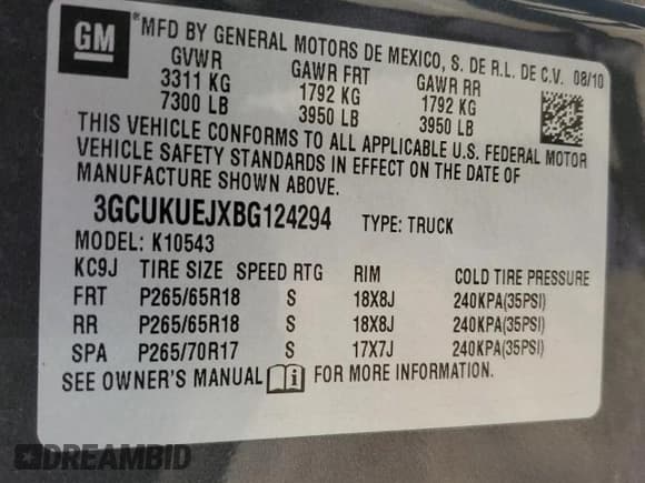 ✅ 2011 Chevrolet Silverado 1500 1HY • VIN: 3GCUKUEJXBG124294 • Lot: 90078405. Listed on Copart with 172,125 mi. Free auction sales archive from the USA and detailed vehicle history report at DreamBid. Image 12.