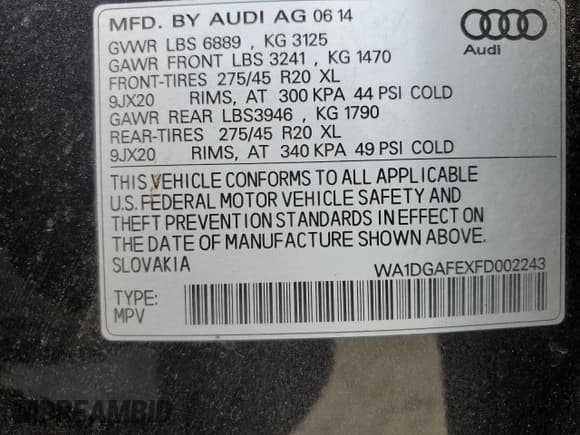 ✅ 2015 Audi Q7 S line Prestige • VIN: WA1DGAFEXFD002243 • Лот: 59639835. Опубликован ранее на Copart с пробегом 158 448 миль. Бесплатный доступ к архиву аукционных продаж из США и подробный отчёт об истории автомобиля на DreamBid. Изображение 13.