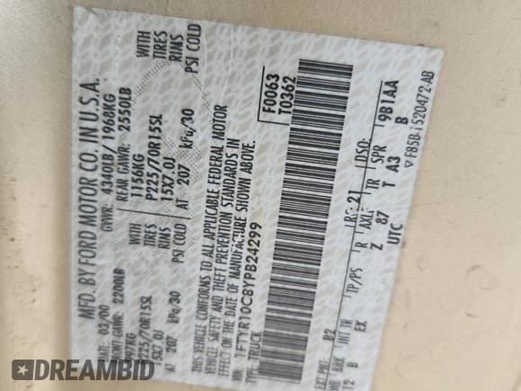 ✅ 2000 Ford Ranger XL • VIN: 1FTYR10C8YPB24299 • Lot: 83975925. Listed on Copart with 197,516 mi. Free auction sales archive from the USA and detailed vehicle history report at DreamBid. Image 12.