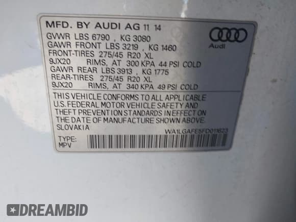 ✅ 2015 Audi Q7 Premium Plus • VIN: WA1LGAFE5FD011623 • Lot: 43612935. Wystawiony na IAAI z przebiegiem 158 028 mil. Bezpłatny archiwum sprzedaży aukcyjnych z USA i szczegółowy raport historii pojazdu na DreamBid. Zdjęcie 9.