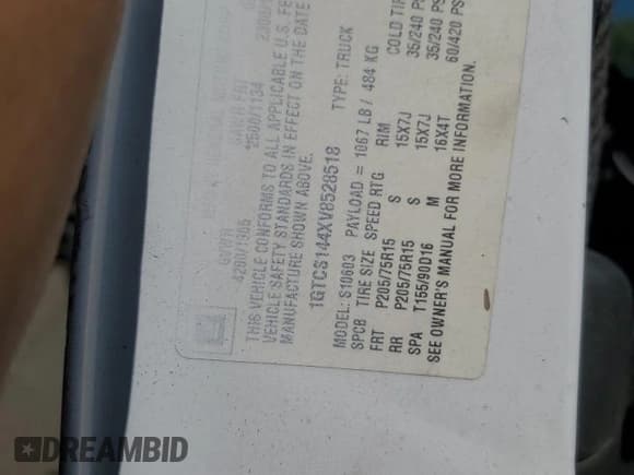 ✅ 2002 Chevrolet S-10 LS • VIN: 1GCCS145328239842 • Лот: 68757224. Опубликован ранее на Copart с пробегом 134 879 миль. Бесплатный доступ к архиву аукционных продаж из США и подробный отчёт об истории автомобиля на DreamBid. Изображение 12.