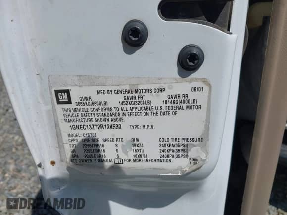 2002 Chevrolet Tahoe LS с VIN 1GNEC13Z72R124530, выставлен на аукционе IAAI как лот 43189665 с пробегом 366 916 миль миль и . История ставок и продаж доступна на DreamBid. Изображение 9.